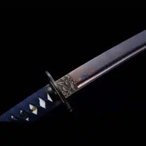 Handmade Japanese Samurai Katana Sword Pattern Steel Purple Blade With Bo Hi Black Saya