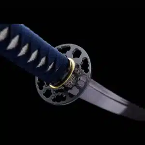 Handmade Japanese Samurai Katana Sword Pattern Steel Purple Blade With Bo Hi Black Saya