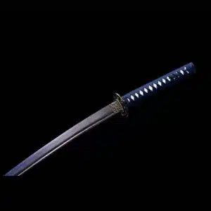 Handmade Japanese Samurai Katana Sword Pattern Steel Purple Blade With Bo Hi Black Saya