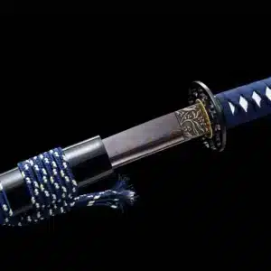 Handmade Japanese Samurai Katana Sword Pattern Steel Purple Blade With Bo Hi Black Saya