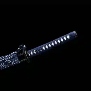 Handmade Japanese Samurai Katana Sword Pattern Steel Purple Blade With Bo Hi Black Saya