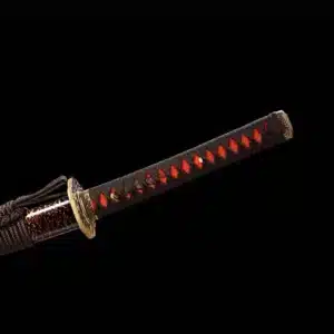 Handmade Japanese Samurai Katana Sword Pattern Steel Red Blade Full Tang With Bo Hi Red Ice Cracks Saya