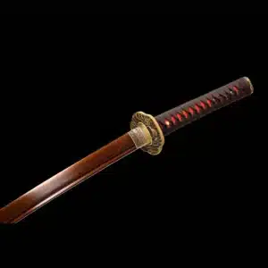 Handmade Japanese Samurai Katana Sword Pattern Steel Red Blade Full Tang With Bo Hi Red Ice Cracks Saya