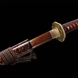 Handmade Japanese Samurai Katana Sword Pattern Steel Red Blade Full Tang With Bo Hi Red Ice Cracks Saya