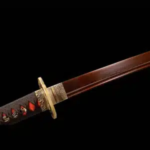 Handmade Japanese Samurai Katana Sword Pattern Steel Red Blade Full Tang With Bo Hi Red Ice Cracks Saya