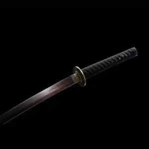 Handmade Japanese Samurai Katana Sword Pattern Steel Red Blade Multi Colored Scabbard Copper Fitting