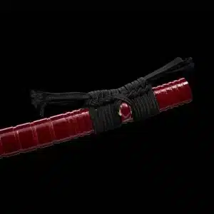 Handmade Japanese Samurai Katana Sword Pattern Steel Red Full Tang Blade Bamboo Knot Red Saya