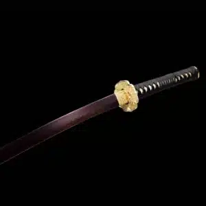 Handmade Japanese Samurai Katana Sword Pattern Steel Red Full Tang Blade Bamboo Knot Red Saya