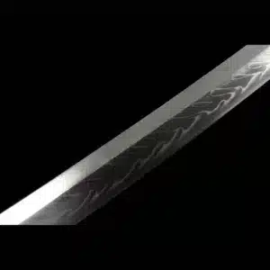 Handmade Japanese Samurai Katana Sword T Steel Black Mirror Polished With Hamon Yellow Saya