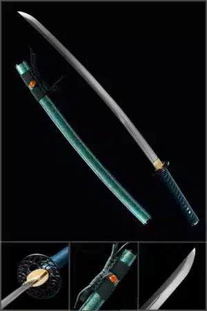 Handmade Japanese Samurai Katana Sword T Steel Blade Battle Ready With Bo Hi Blue Saya