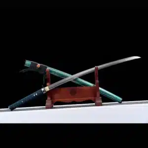 Handmade Japanese Samurai Katana Sword T Steel Blade Battle Ready With Bo Hi Blue Saya