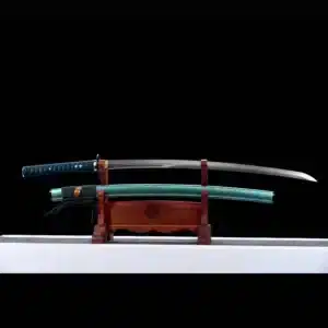 Handmade Japanese Samurai Katana Sword T Steel Blade Battle Ready With Bo Hi Blue Saya