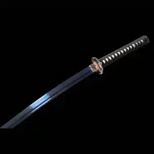 Handmade Japanese Samurai Katana Sword T Steel Blade Blue Baked With Green Scabbard Copper Fitting