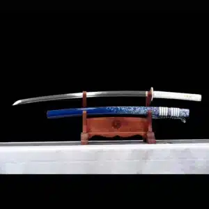 Handmade Japanese Samurai Katana Sword T Steel Full Tang Blade With Bo Hi Snowflake Blue Saya