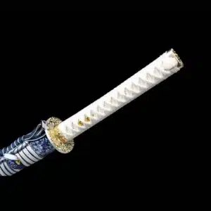 Handmade Japanese Samurai Katana Sword T Steel Full Tang Blade With Bo Hi Snowflake Blue Saya