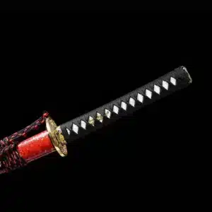 Handmade Japanese Samurai Katana Sword T Steel Red Blade Battle Ready With Grinding Hamon Red Saya