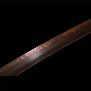 Handmade Japanese Samurai Katana Sword T Steel Red Blade Battle Ready With Grinding Hamon Red Saya