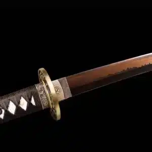 Handmade Japanese Samurai Katana Sword T Steel Red Full Tang Blade Grinding Hamon White Saya Copper Fitting