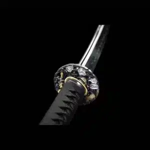 Handmade Japanese Samurai Katana T Steel Black Blade Clay Tempered With Hamon Black Saya