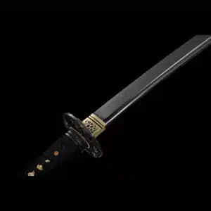 Handmade Japanese Samurai Katana T Steel Black Blade Clay Tempered With Hamon Black Saya