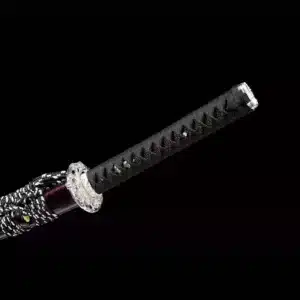 Handmade Japanese Samurai Katana T Steel Blade Clay Tempered Red Plum Bossom Saya Hand Polishing