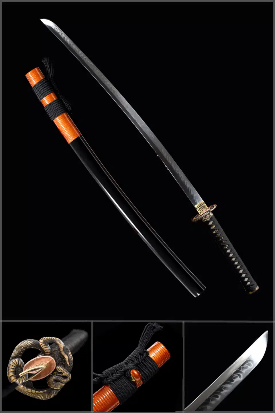 Handmade Japanese Samurai Katana T Steel Blade Clay Tempered With Hamon