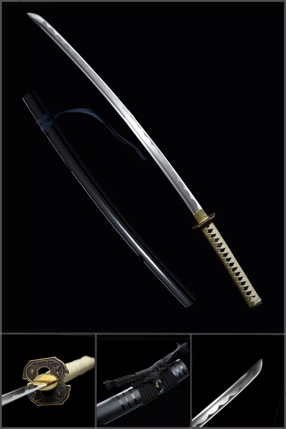 Handmade Japanese Samurai Katana T Steel Blade Clay Tempered With Hamon