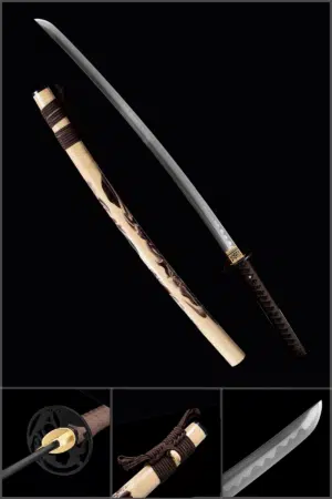 Handmade Japanese Samurai Katana T Steel Blade Clay Tempered With Hamon