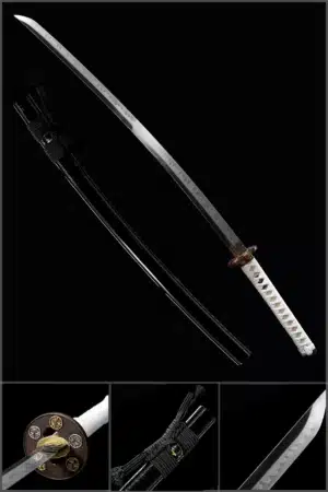 Handmade Japanese Samurai Katana T Steel Blade Clay Tempered With Hamon Black Saya