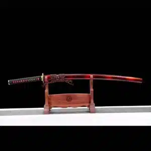 Handmade Japanese Samurai Katana T Steel Blade Clay Tempered With Hamon Red Saya