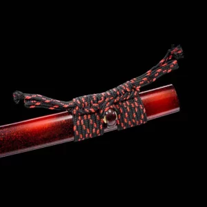 Handmade Japanese Samurai Katana T Steel Blade Clay Tempered With Hamon Red Saya