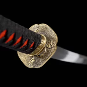 Handmade Japanese Samurai Katana T Steel Blade Clay Tempered With Hamon Red Saya