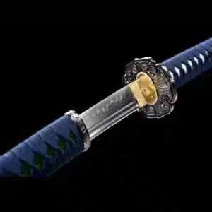 Handmade Japanese Samurai Katana T Steel Blade Clay Tempered With Hamon Samurai Green Crest Saya