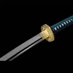 Handmade Japanese Samurai Katana T Steel Candlelight Pattern Blade Clay Tempered With Bo Hi Green Saya