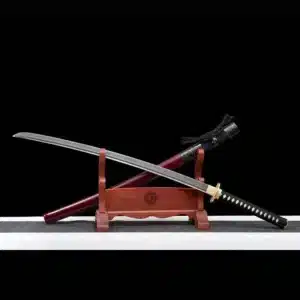 Handmade Japanese Samurai Katana T Steel Leaf Pattern Blade