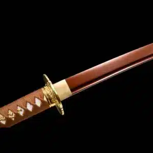 Handmade Japanese Samurai Katanahigh Manganese Steel Red Blade With Black Saya