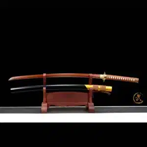 Handmade Japanese Samurai Katanahigh Manganese Steel Red Blade With Black Saya