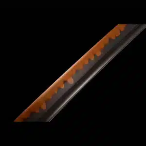 Handmade Japanese Samurai Katanat Steel Red Blade With Copper Tusba Black Saya