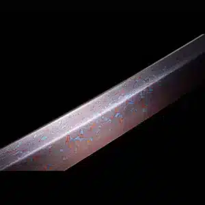 Handmade Japanese Shirasaya Katana Sword Pattern Steel Red Blade Black Saya