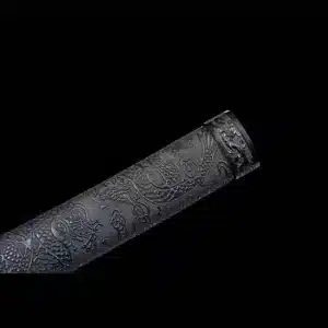 Handmade Japanese Shirasaya Katana Sword Pattern Steel Red Blade Black Saya