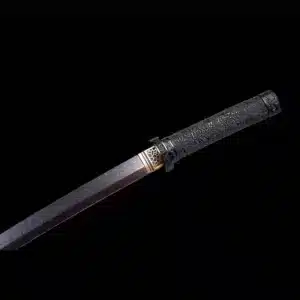 Handmade Japanese Shirasaya Katana Sword Pattern Steel Red Blade Black Saya