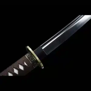 Handmade Japanese Tachi Sword Carbon Steel Black Blade Clay Tempered With Bo Hi Black