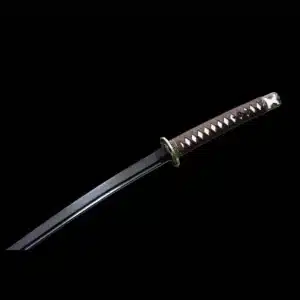 Handmade Japanese Tachi Sword Carbon Steel Black Blade Clay Tempered With Bo Hi Black