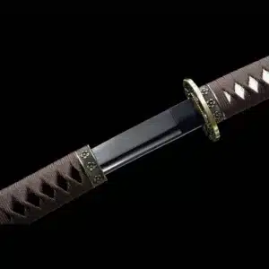 Handmade Japanese Tachi Sword Carbon Steel Black Blade Clay Tempered With Bo Hi Black