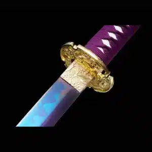 Handmade Japanese Tachi Sword High Manganese Steel Blade Purple Hamon Purple Saya