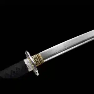 Handmade Japanese Tachi Sword Pattern Steel Blade Full Tang With Bo Hi Black Scabbard