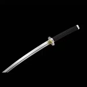 Handmade Japanese Tachi Sword Pattern Steel Blade Full Tang With Bo Hi Black Scabbard