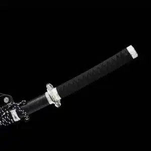 Handmade Japanese Tachi Sword Pattern Steel Blade Full Tang With Bo Hi Black Scabbard