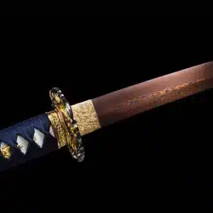 Handmade Japanese Tachi Sword Pattern Steel Red Blade Battle Ready Multi Colored Saya