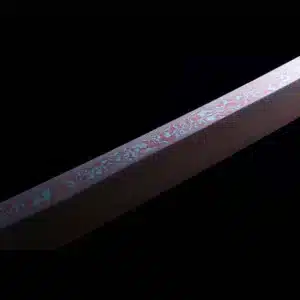 Handmade Japanese Tachi Sword Pattern Steel Red Blade Battle Ready Multi Colored Saya